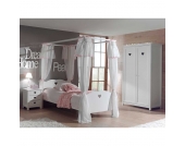 Mädchenzimmer mit Himmelbett Weiß (3-teilig)